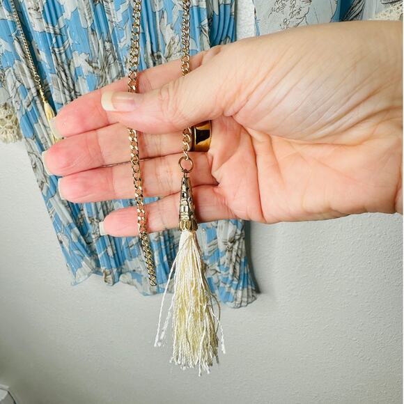 My Story Paris Cream & Blue Accordian Pleat 3/4 Sleeve Blouse S - Picture 4 of 16